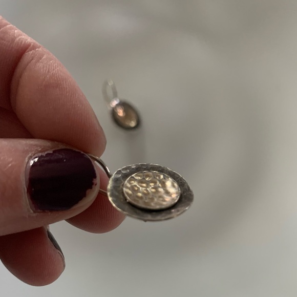 Designer Silpada 925 Sterling Silver Hammered Fish Hook Dangle Earrings Retired - Picture 2 of 4